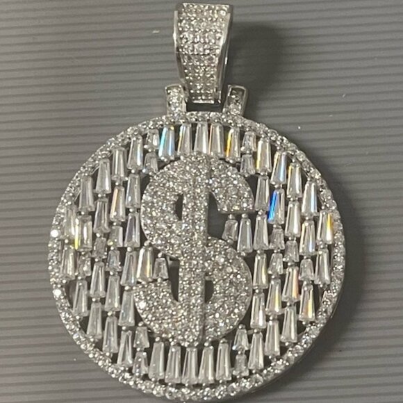 025 Sterling Silver CZ Diamond $ Charm - Picture 1 of 5